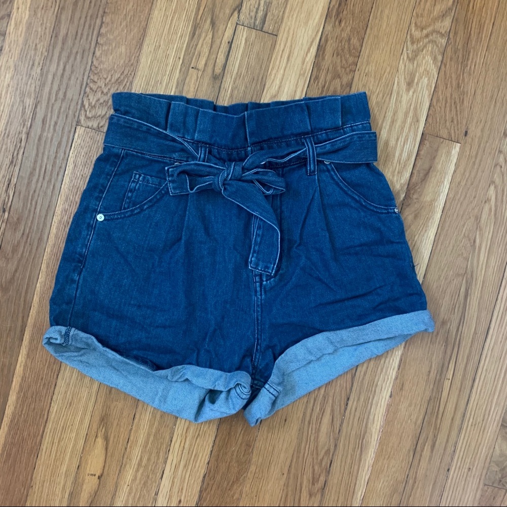 Frank & Oak high waisted tie front shorts